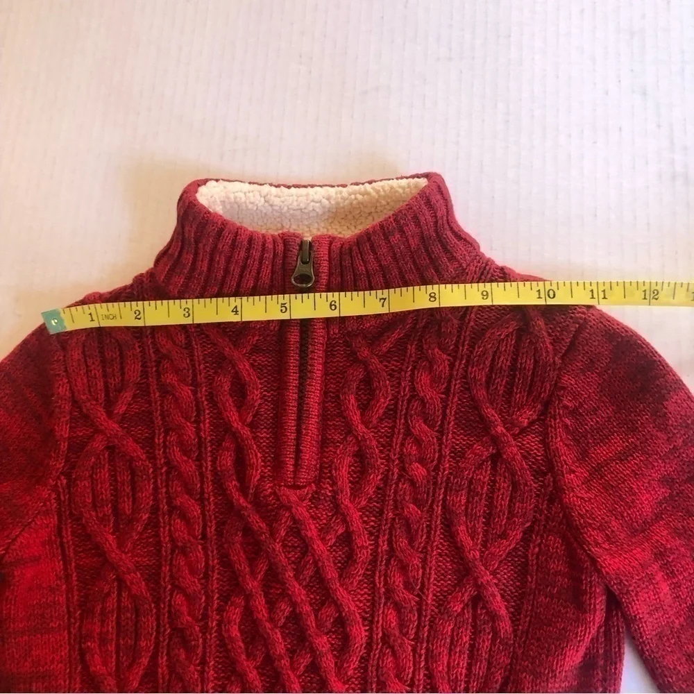 Lands' End Boys Cable Zipper Mock Neck Sweater Size S